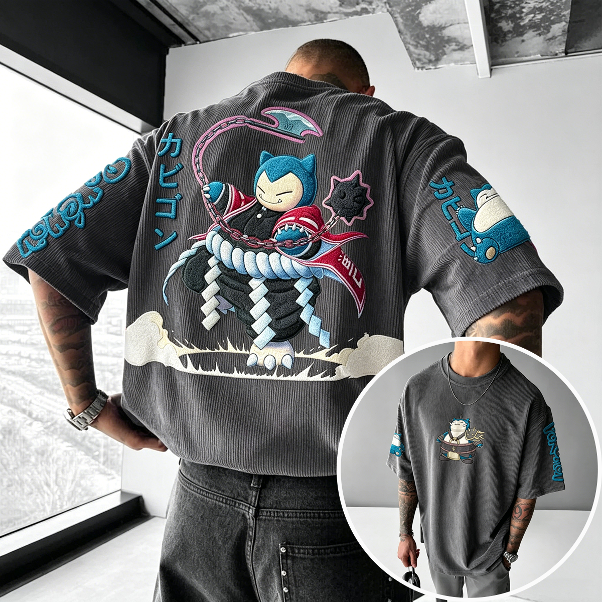 Pokémon Anime-Inspired Vintage Waffle Knit T-Shirt