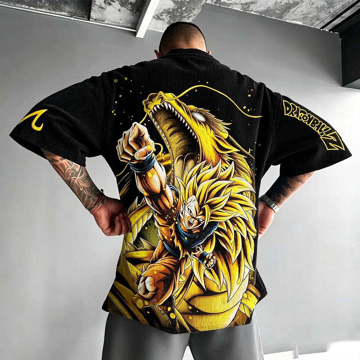Dragon Ball Anime-Inspired Vintage Waffle Knit T-Shirt