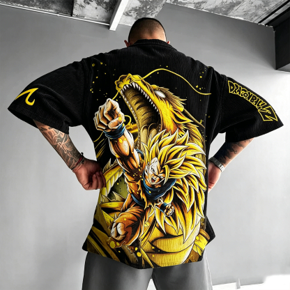 Dragon Ball Anime-Inspired Vintage Waffle Knit T-Shirt