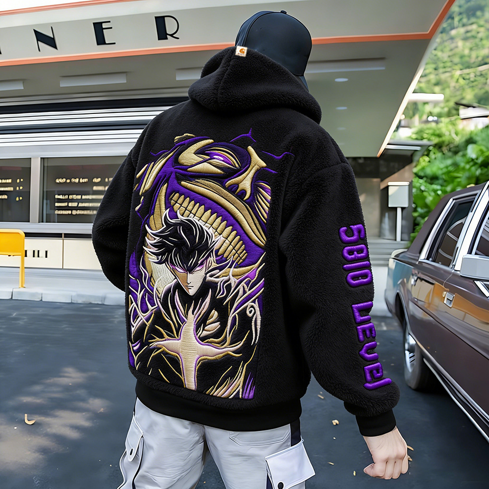  Solo Leveling Color Blocked Plush Hoodie