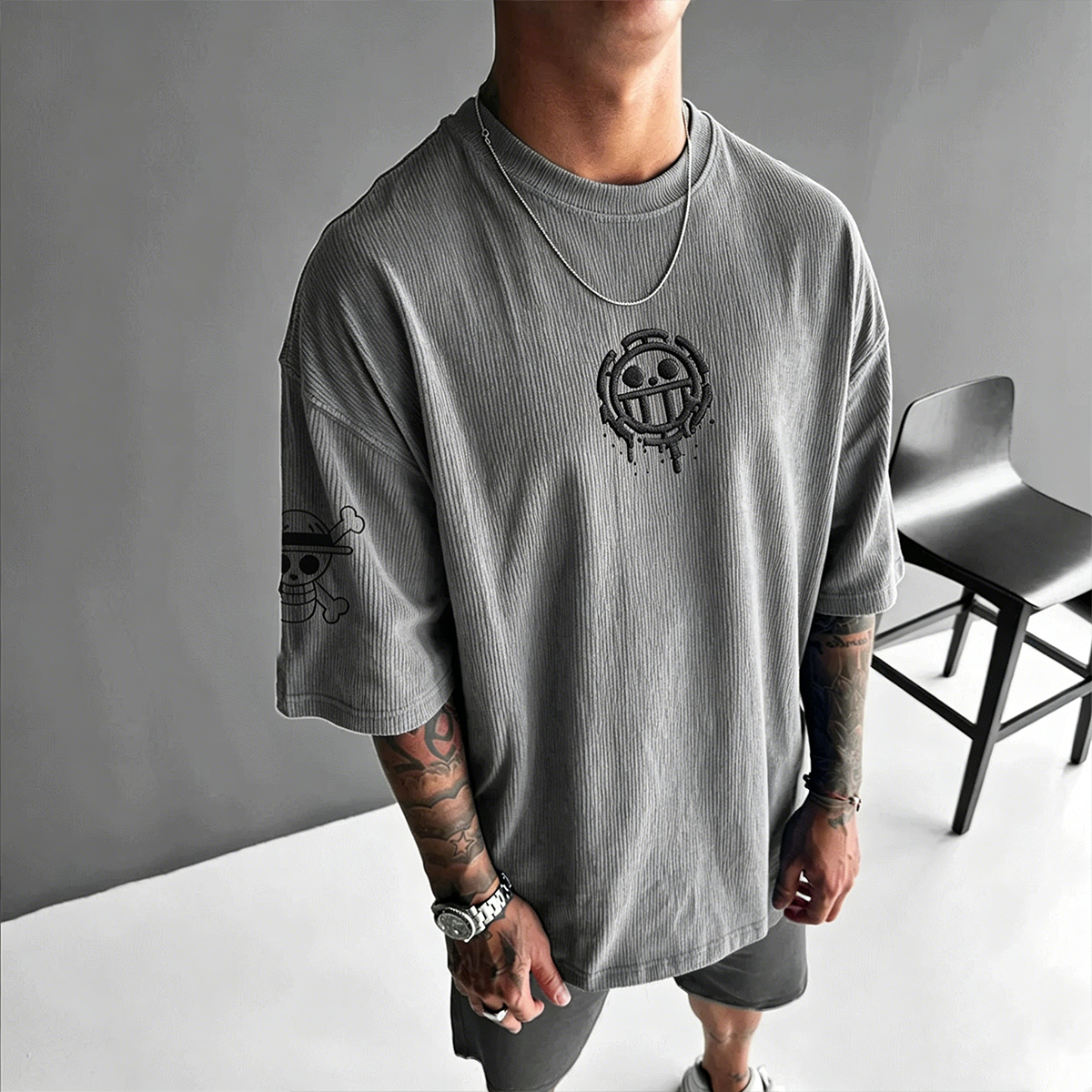 One Piece Anime Vintage Waffle Knit T-Shirt