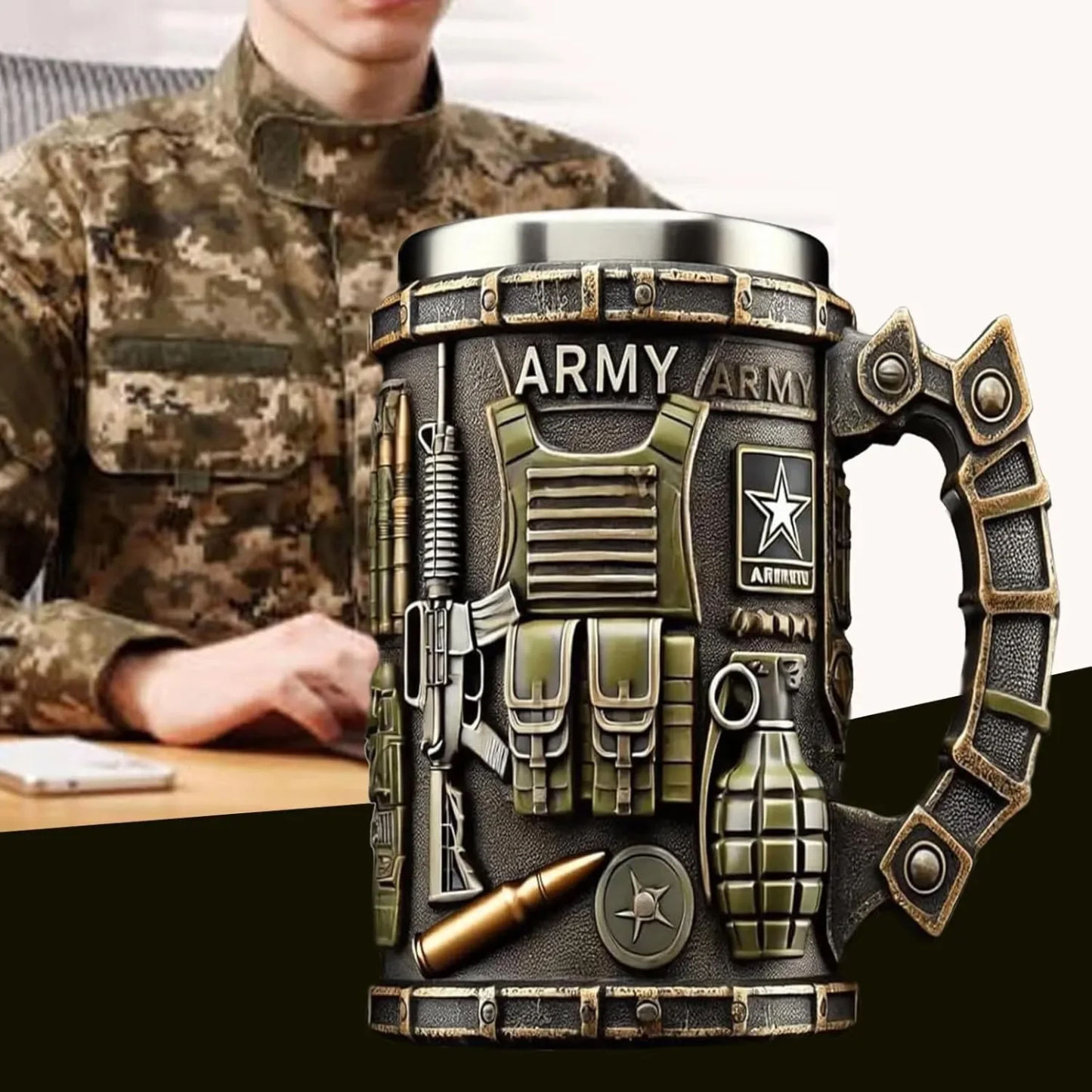 Military Service Commemorative Stainless Steel Mug