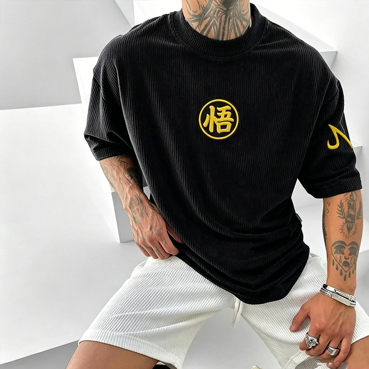 Dragon Ball Anime-Inspired Vintage Waffle Knit T-Shirt