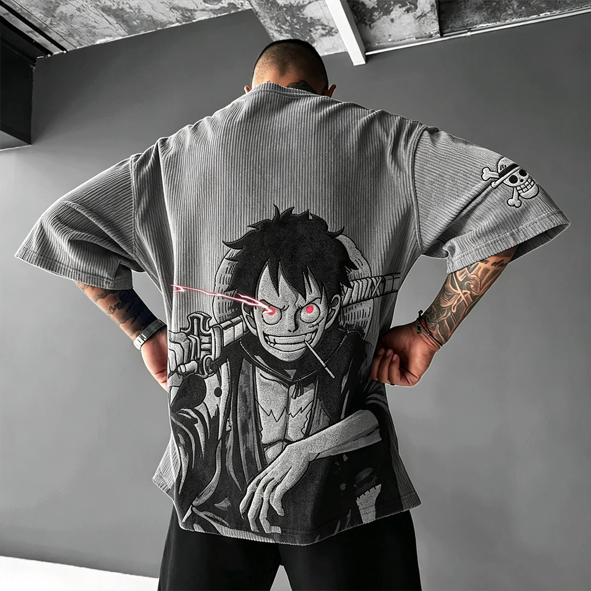 One Piece Anime Vintage Waffle Knit T-Shirt