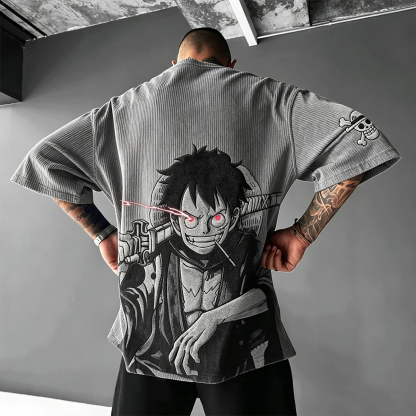 One Piece Anime Vintage Waffle Knit T-Shirt