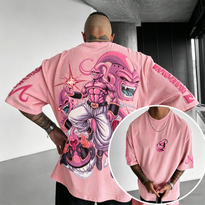 Dragon Ball Anime-Inspired Vintage Waffle Knit T-Shirt