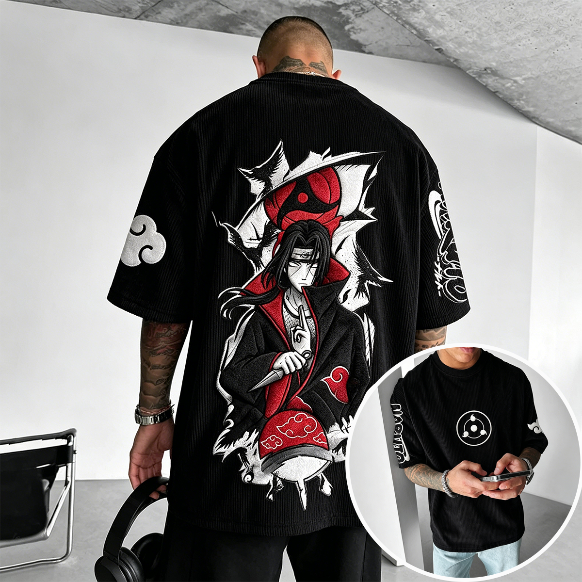 Uchiha Itachi Naruto Vintage Corduroy T-Shirt