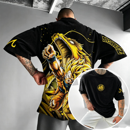 Dragon Ball Anime-Inspired Vintage Waffle Knit T-Shirt