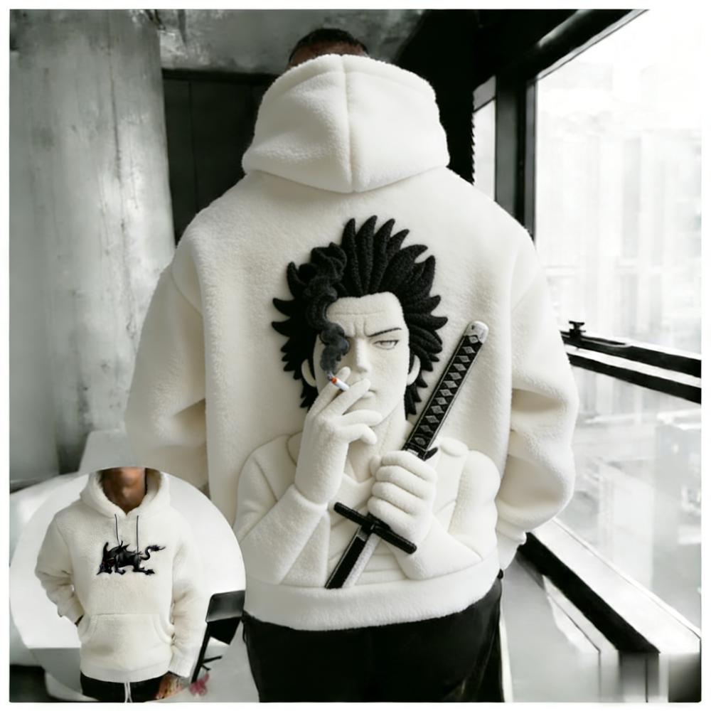 Men's Demon Slayer: Kimetsu no Yaiba Tanjiro Kamado Color-blocked Plush Hoodie