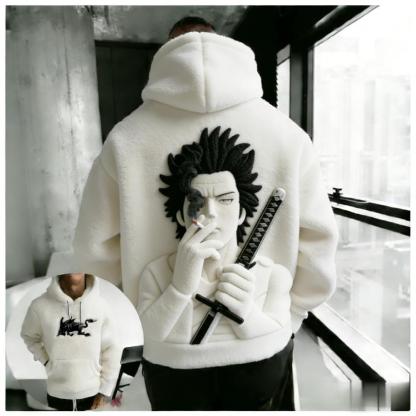 Men's Demon Slayer: Kimetsu no Yaiba Tanjiro Kamado Color-blocked Plush Hoodie