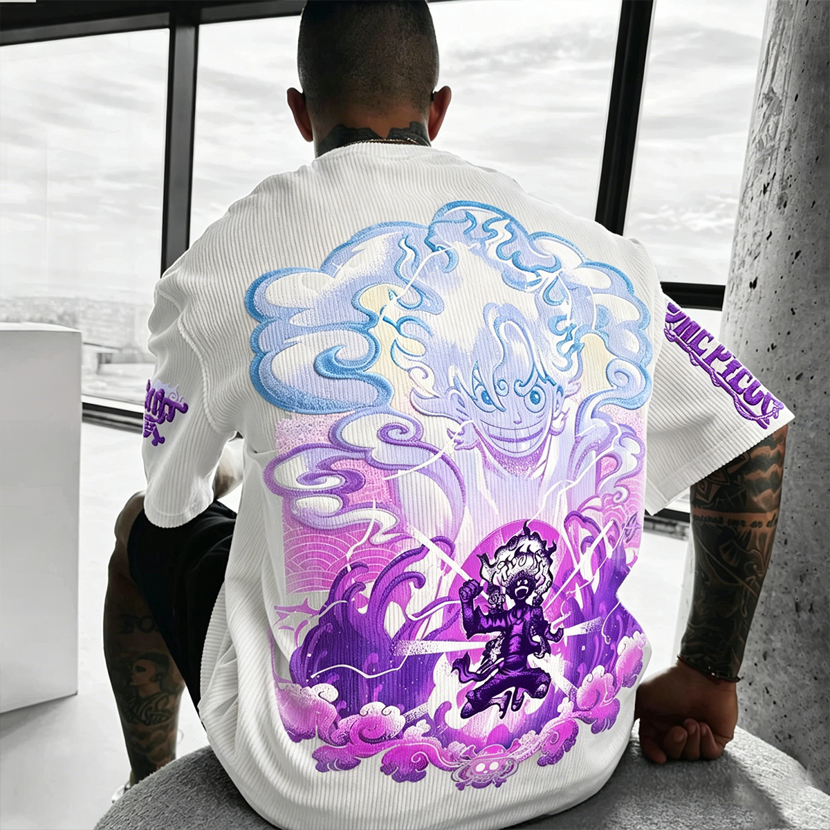 One Piece Anime Vintage Waffle Knit T-Shirt