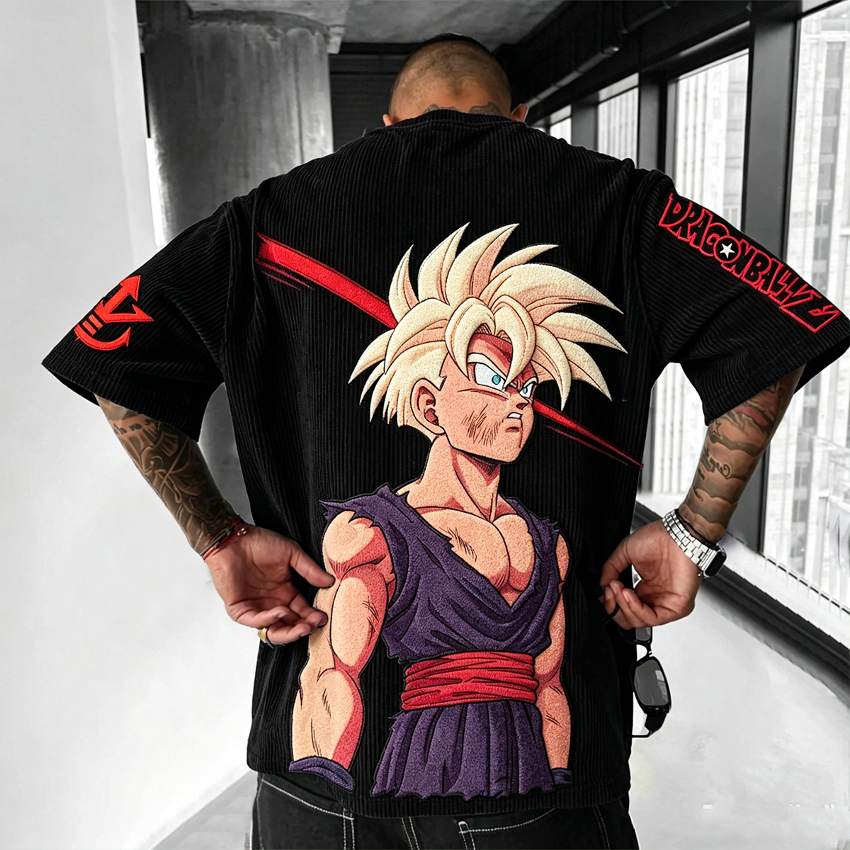 Dragon Ball Anime-Inspired Vintage Waffle Knit T-Shirt