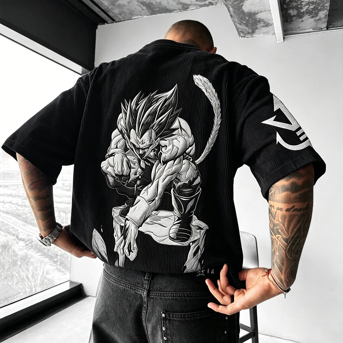 Dragon Ball Anime-Inspired Vintage Waffle Knit T-Shirt