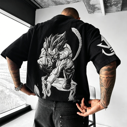 Dragon Ball Anime-Inspired Vintage Waffle Knit T-Shirt