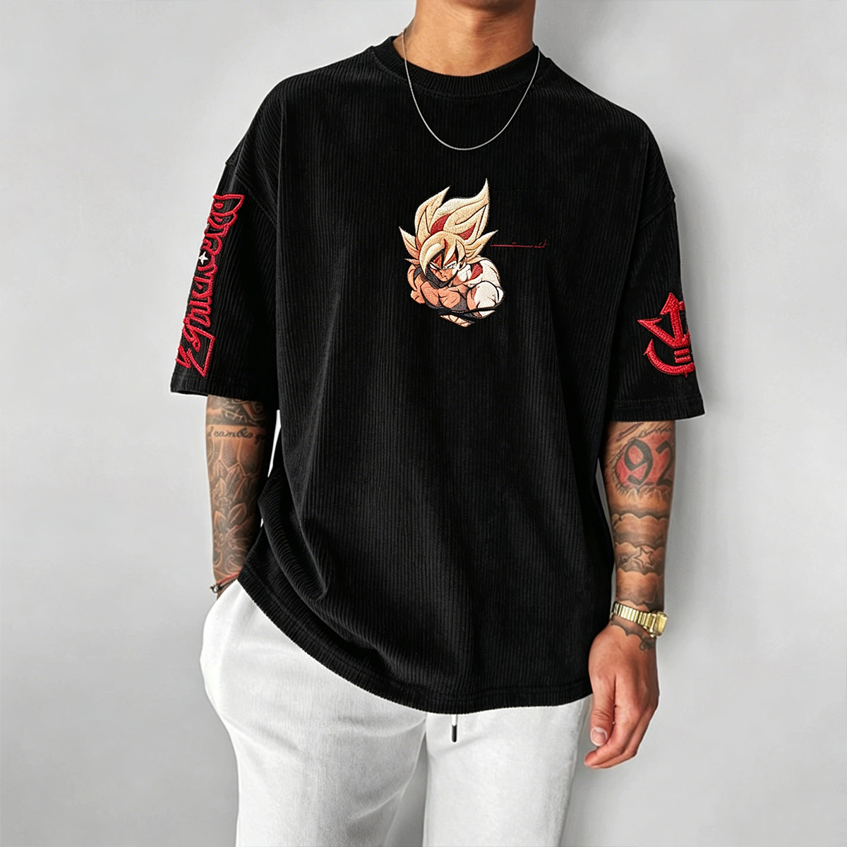 Dragon Ball Anime-Inspired Vintage Waffle Knit T-Shirt