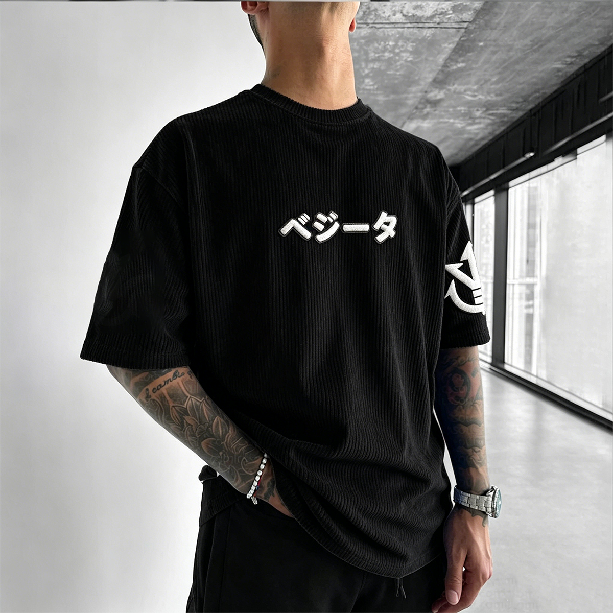 Dragon Ball Anime-Inspired Vintage Waffle Knit T-Shirt