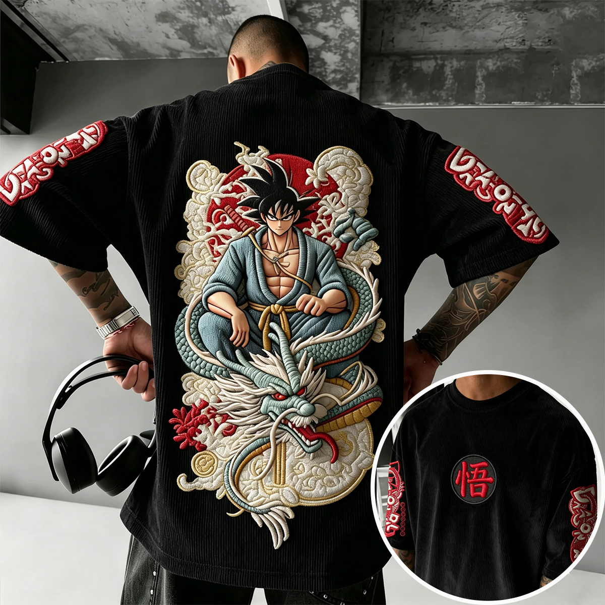 Dragon Ball Unisex Anime Inspired Vintage Corduroy T-Shirt