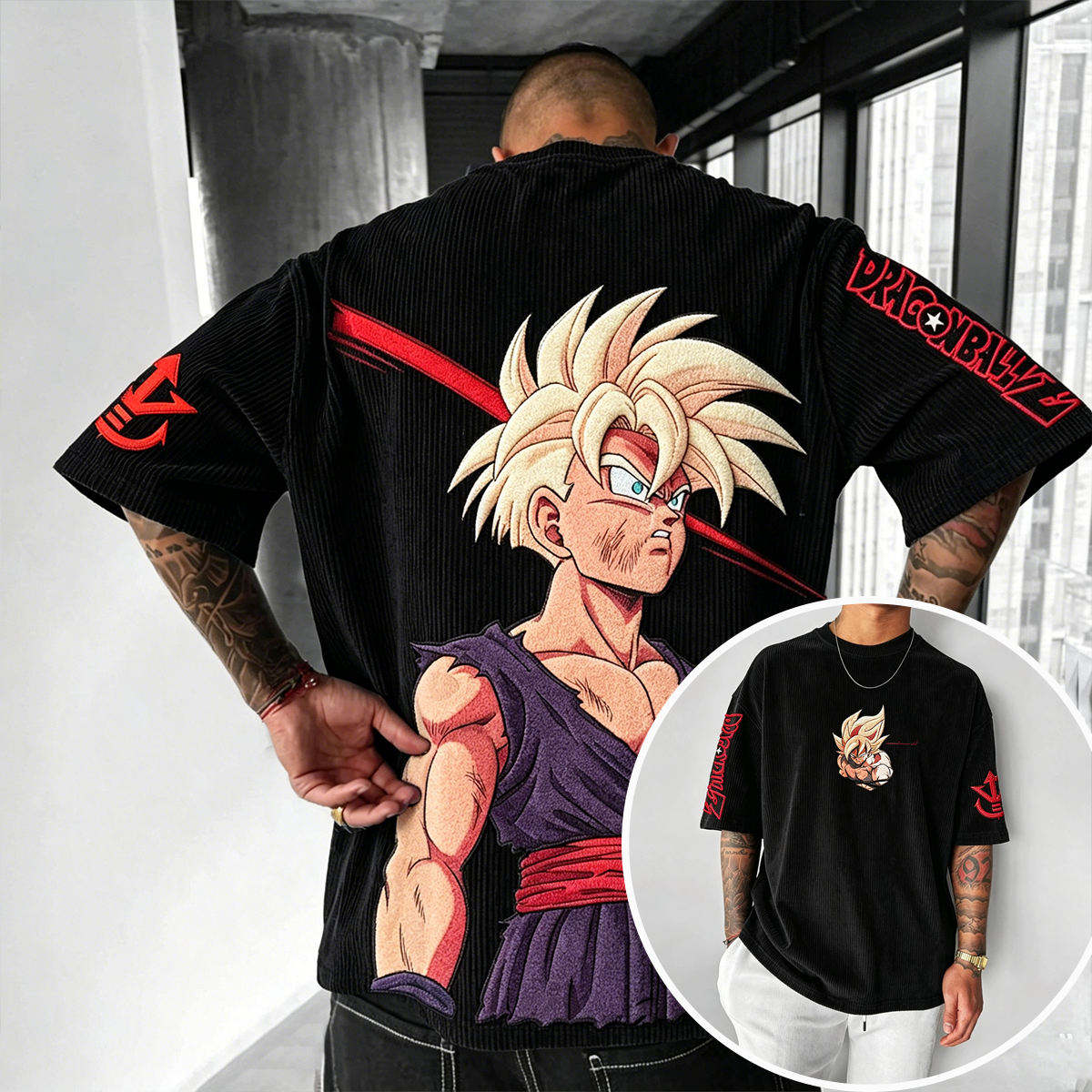 Dragon Ball Anime-Inspired Vintage Waffle Knit T-Shirt
