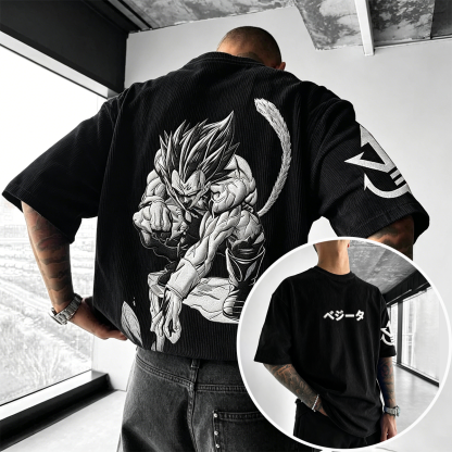 Dragon Ball Anime-Inspired Vintage Waffle Knit T-Shirt