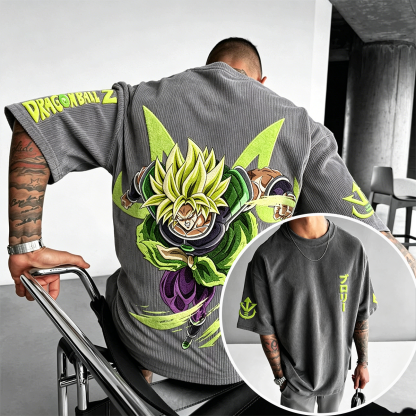 Dragon Ball Anime-Inspired Vintage Waffle Knit T-Shirt
