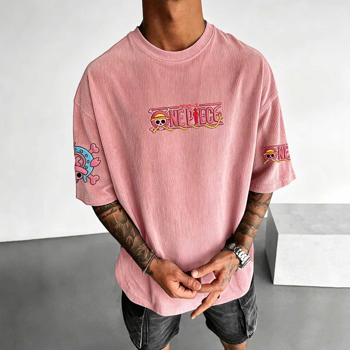 One Piece Anime Vintage Waffle Knit T-Shirt