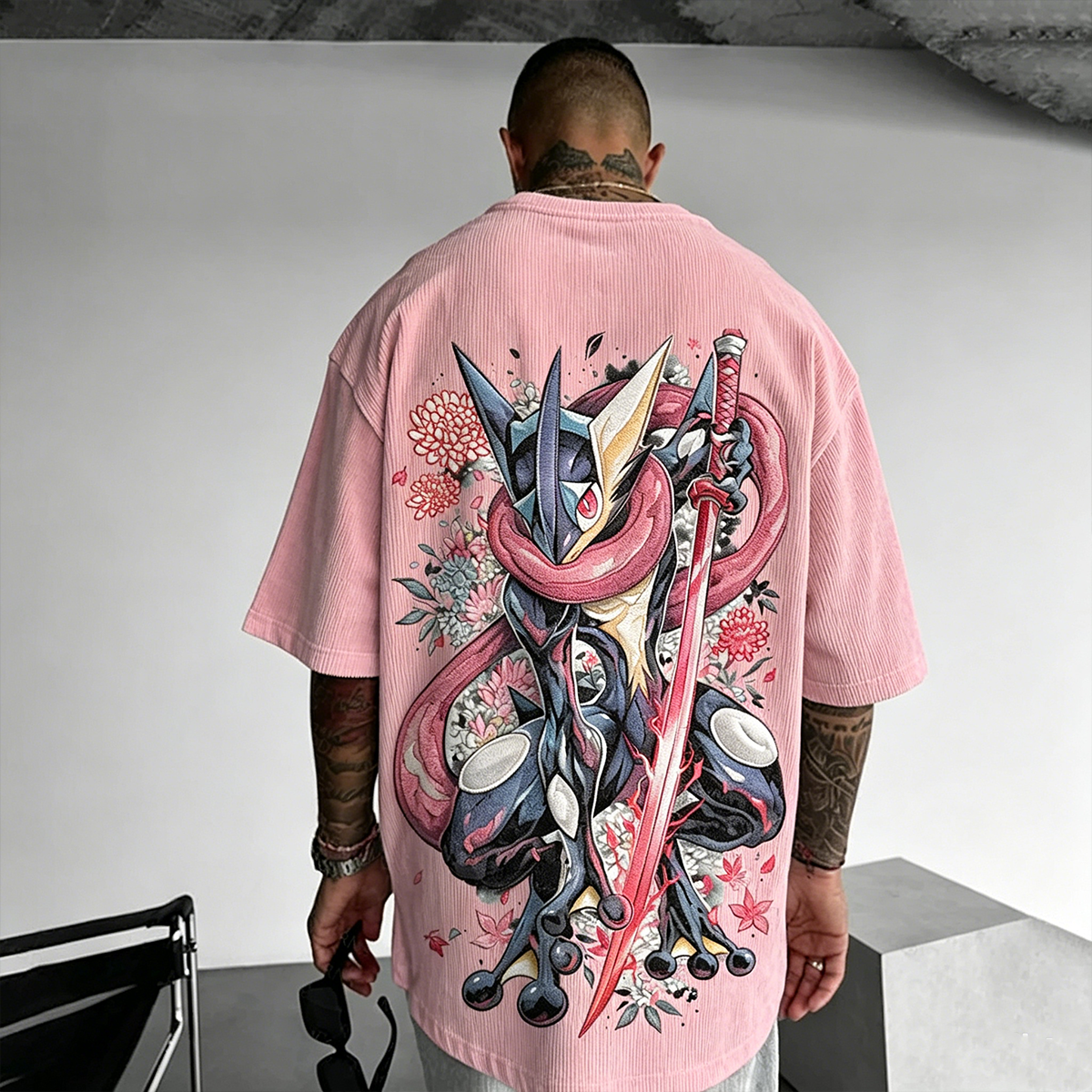 Pokémon Anime-Inspired Vintage Waffle Knit T-Shirt