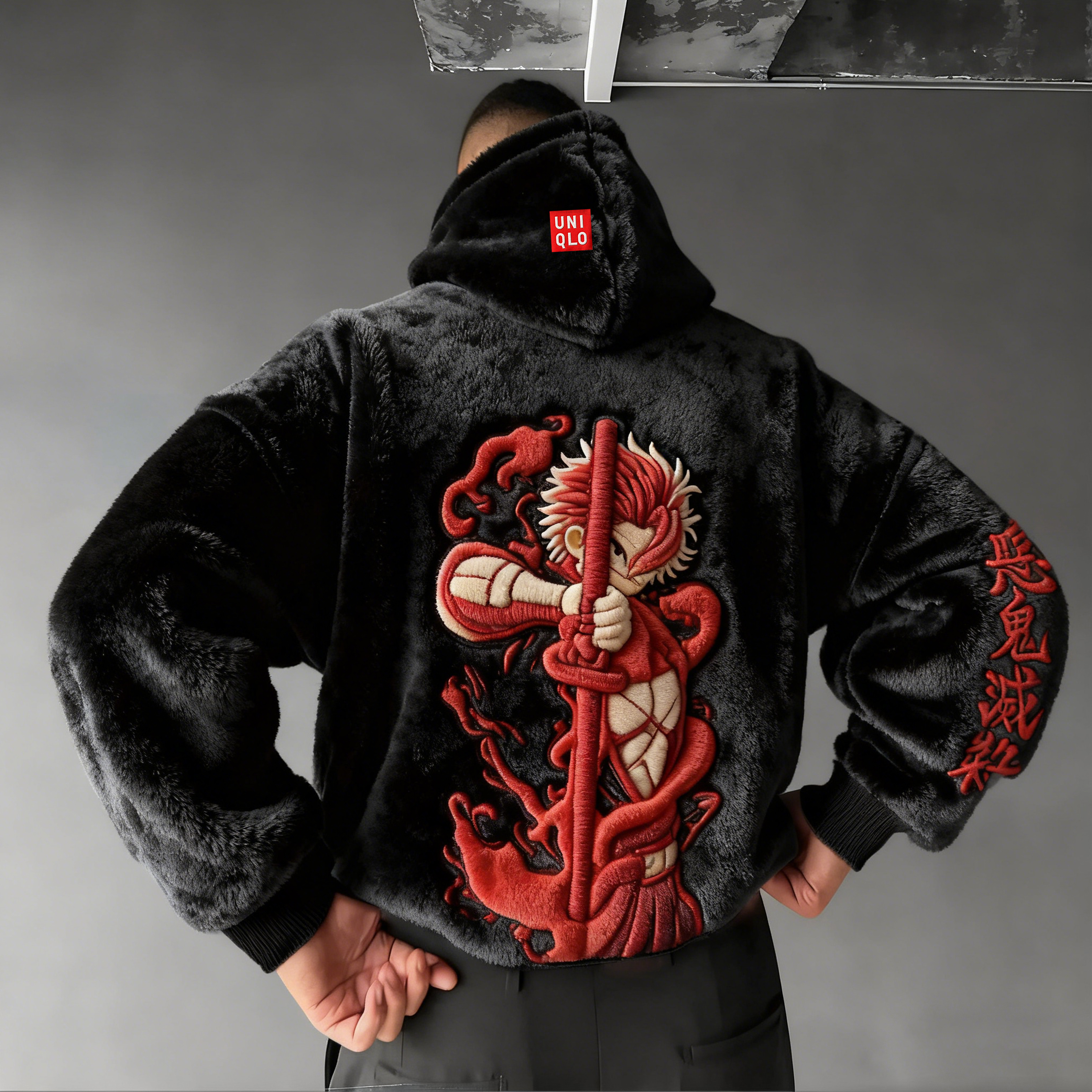 Demon Slayer Color Blocked Plush Hoodie