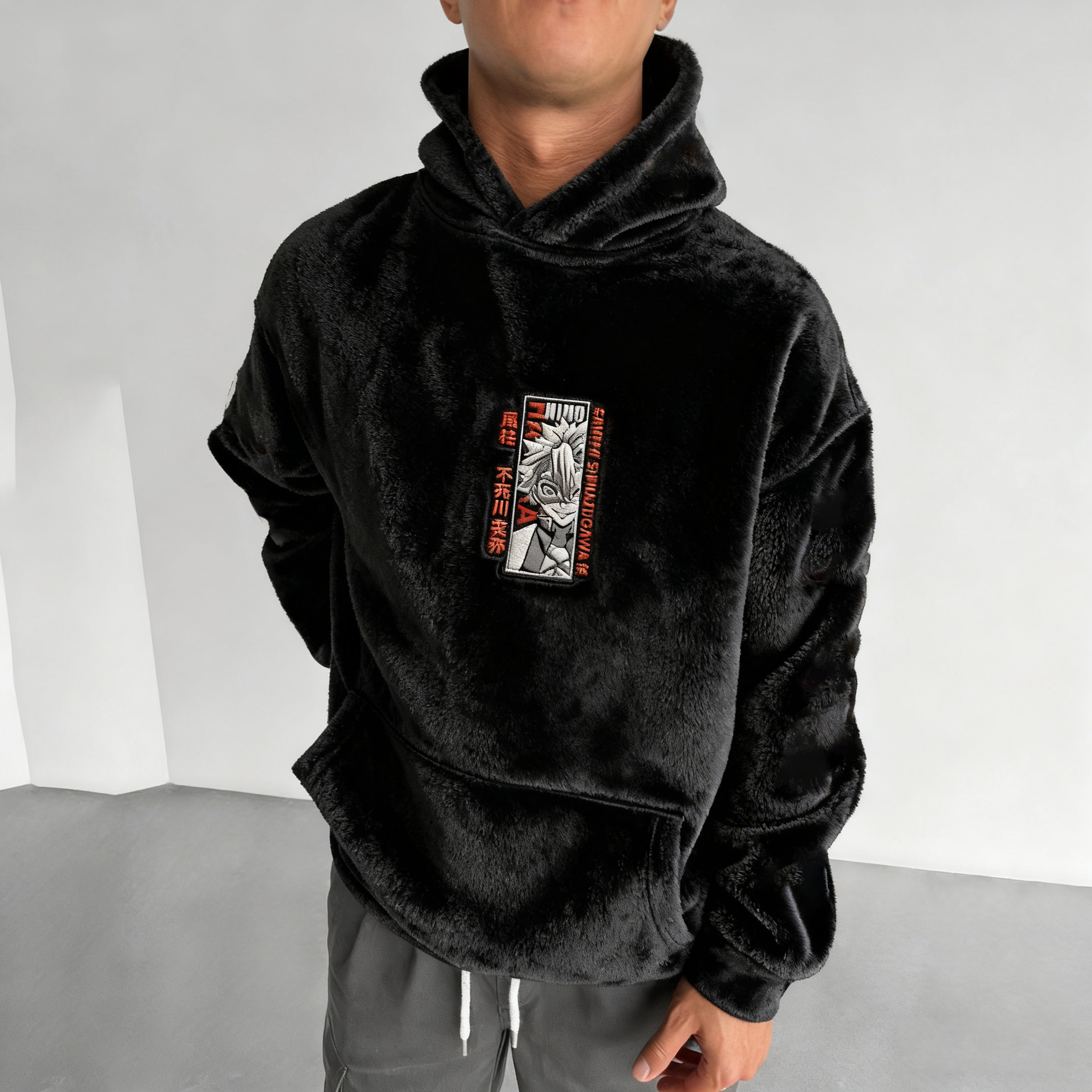 Demon Slayer Color Blocked Plush Hoodie