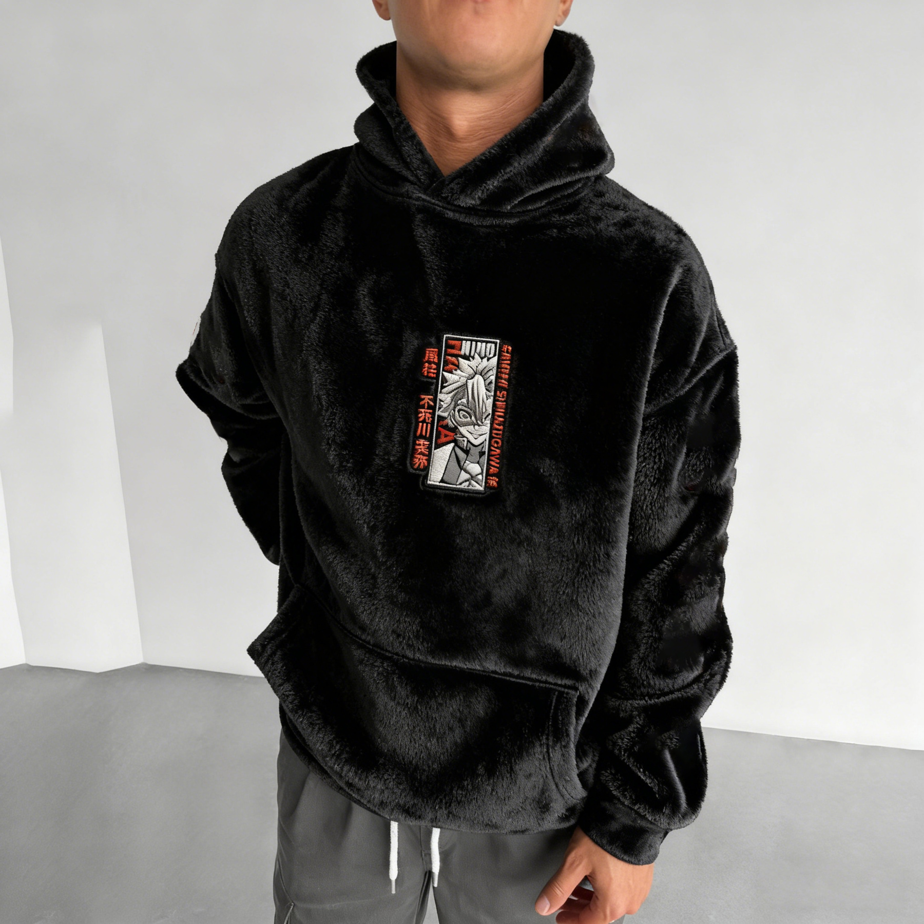 Demon Slayer Color Blocked Plush Hoodie