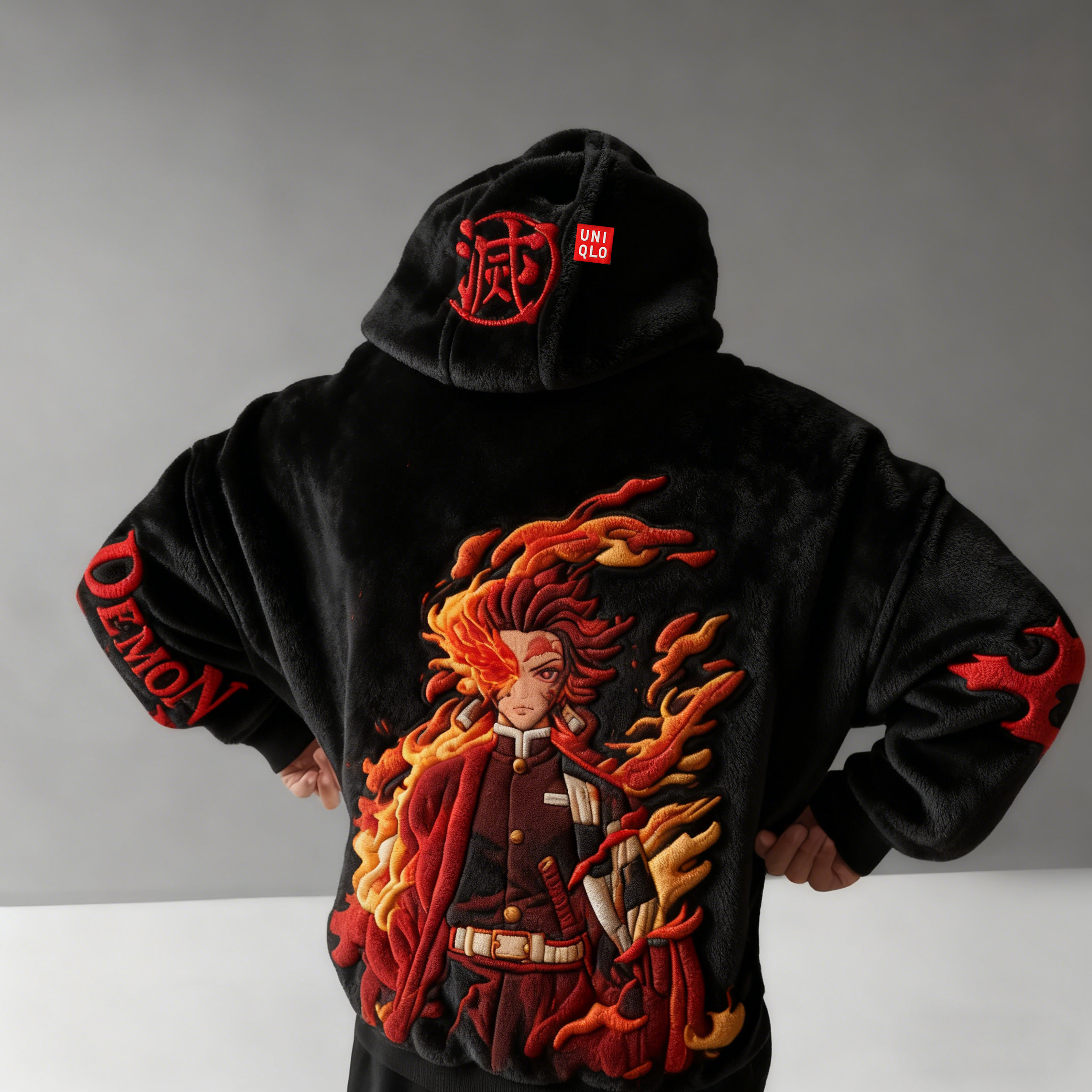 Demon Slayer Color Blocked Plush Hoodie