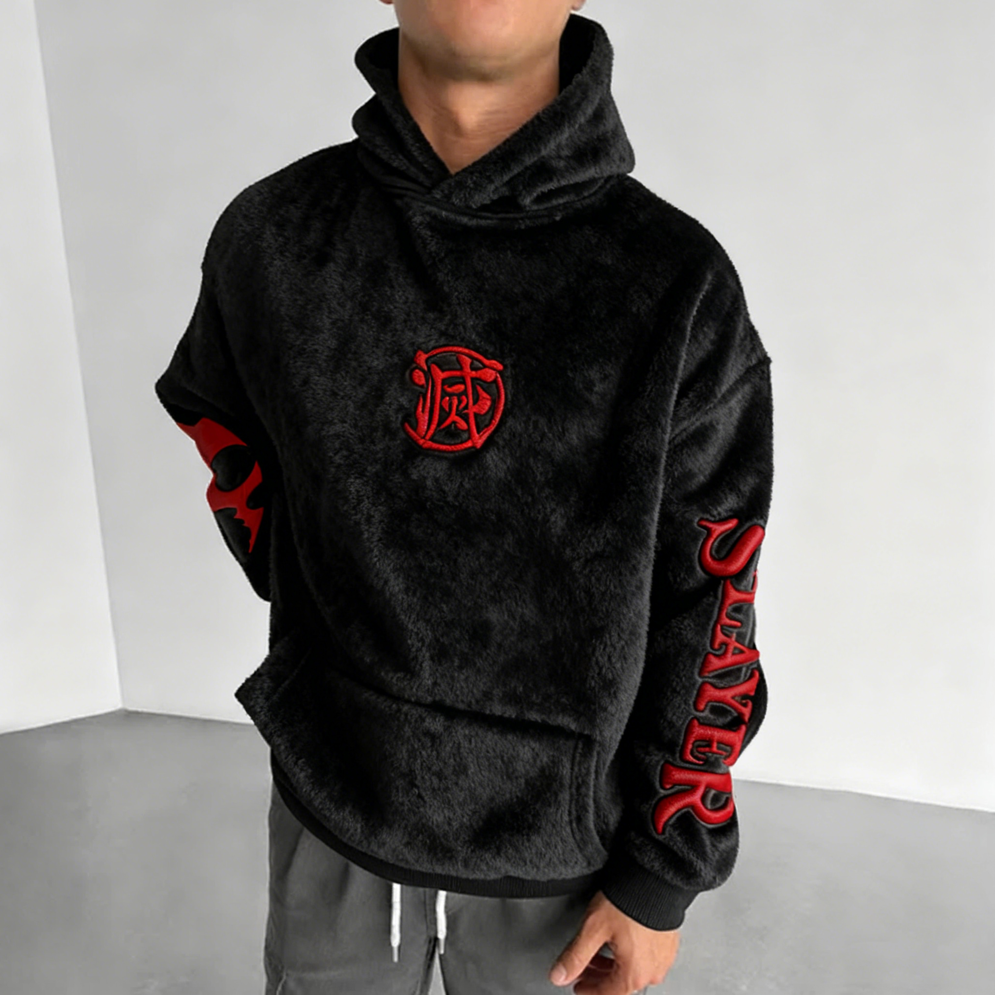 Demon Slayer Color Blocked Plush Hoodie