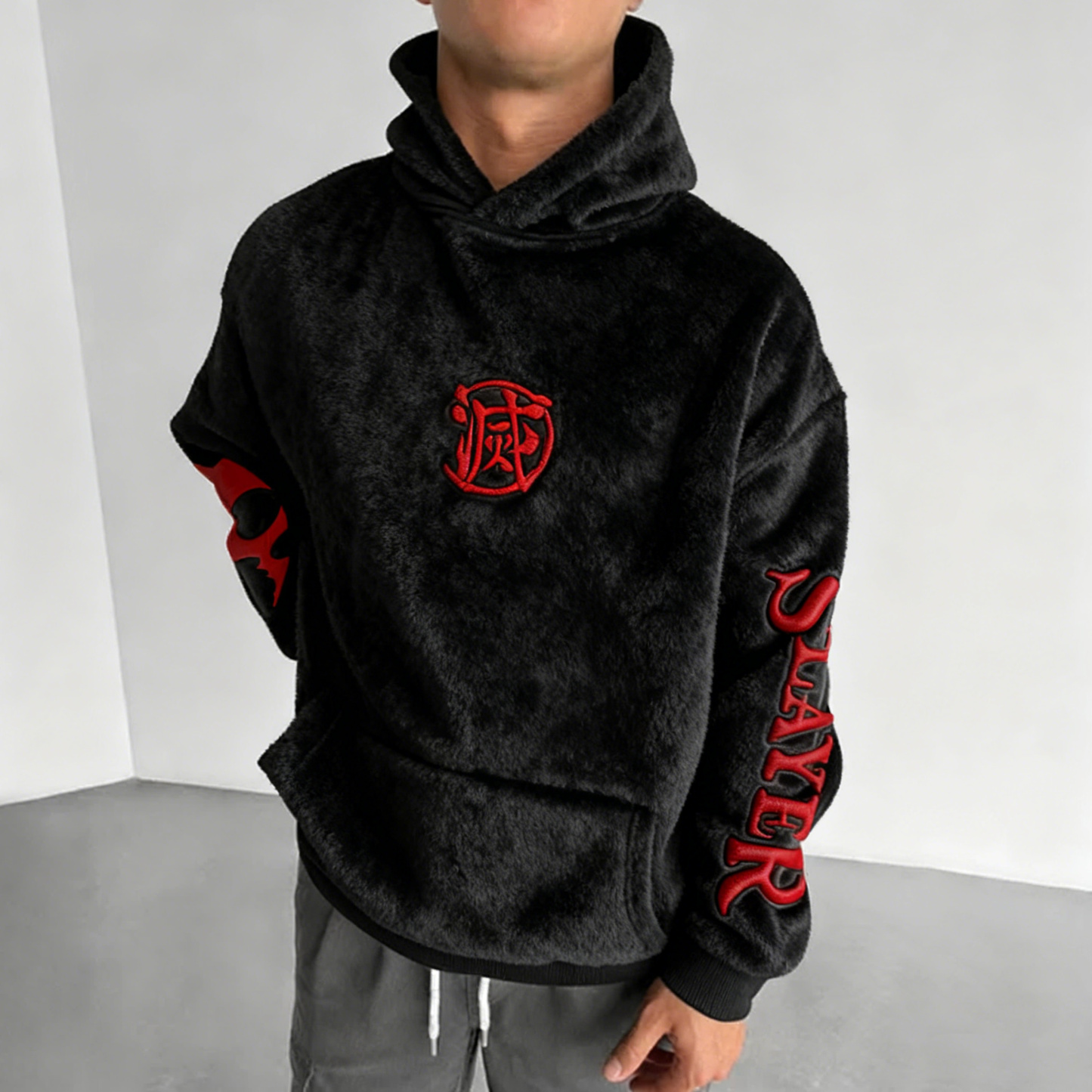 Demon Slayer Color Blocked Plush Hoodie