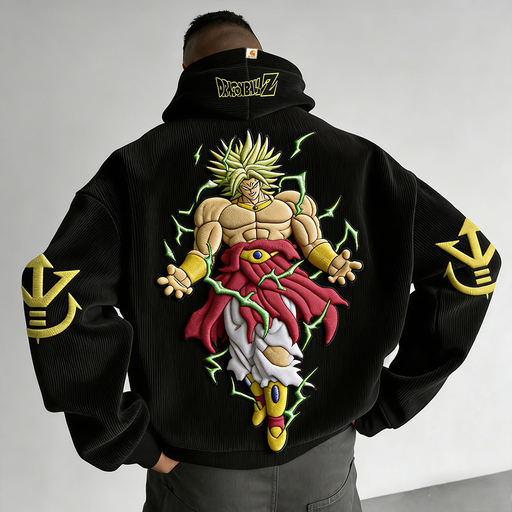 Dragon Ball Color Blocked Corduroy Hoodie