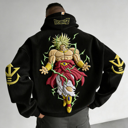 Dragon Ball Color Blocked Corduroy Hoodie