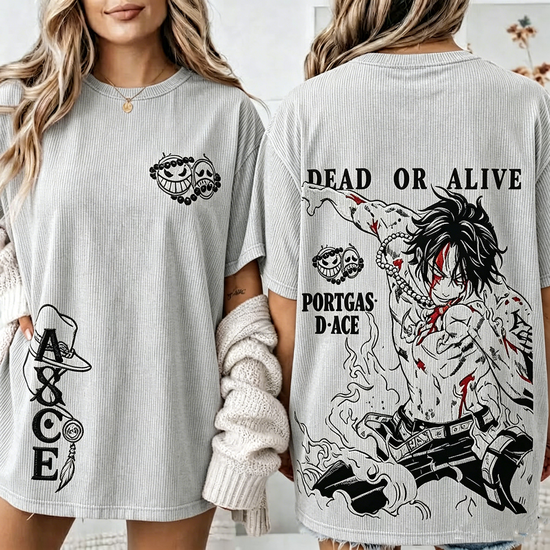 One Piece Anime Vintage Corduroy T-Shirt