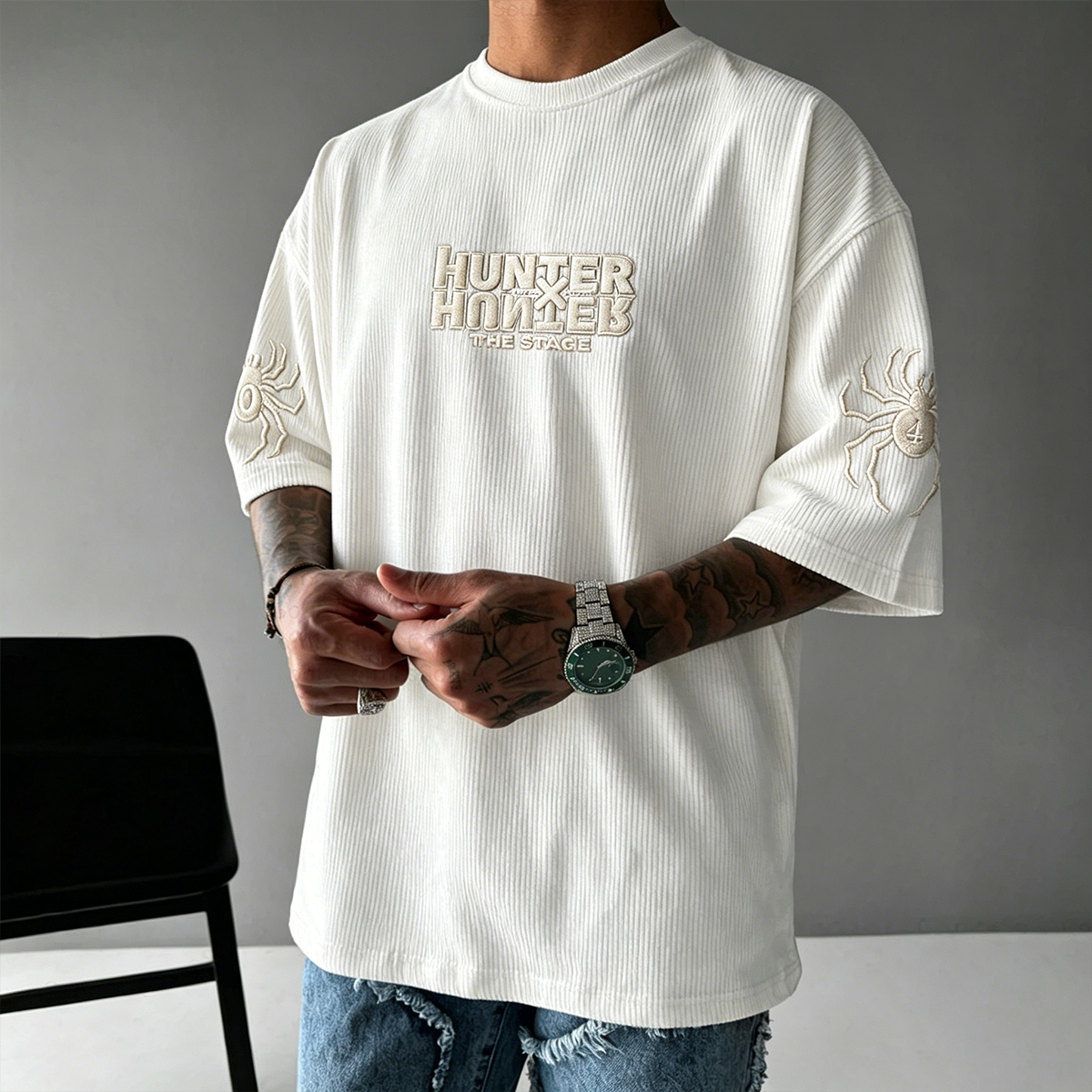 Hunter × Hunter Anime-Inspired Vintage Waffle Knit T-Shirt