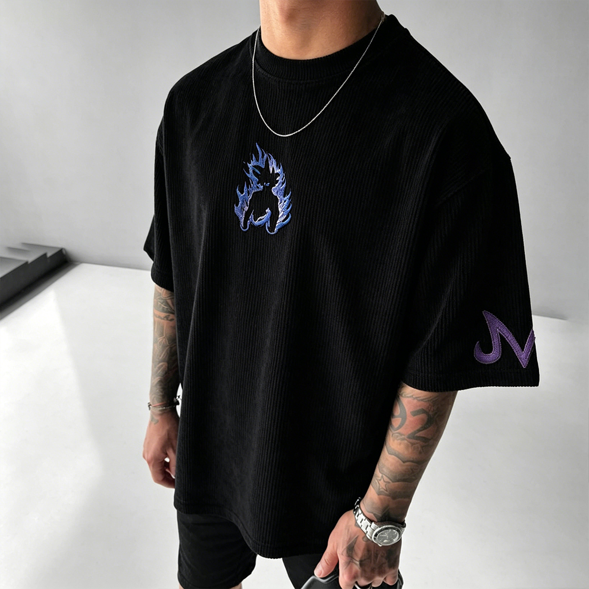 Dragon Ball Anime-Inspired Vintage Waffle Knit T-Shirt