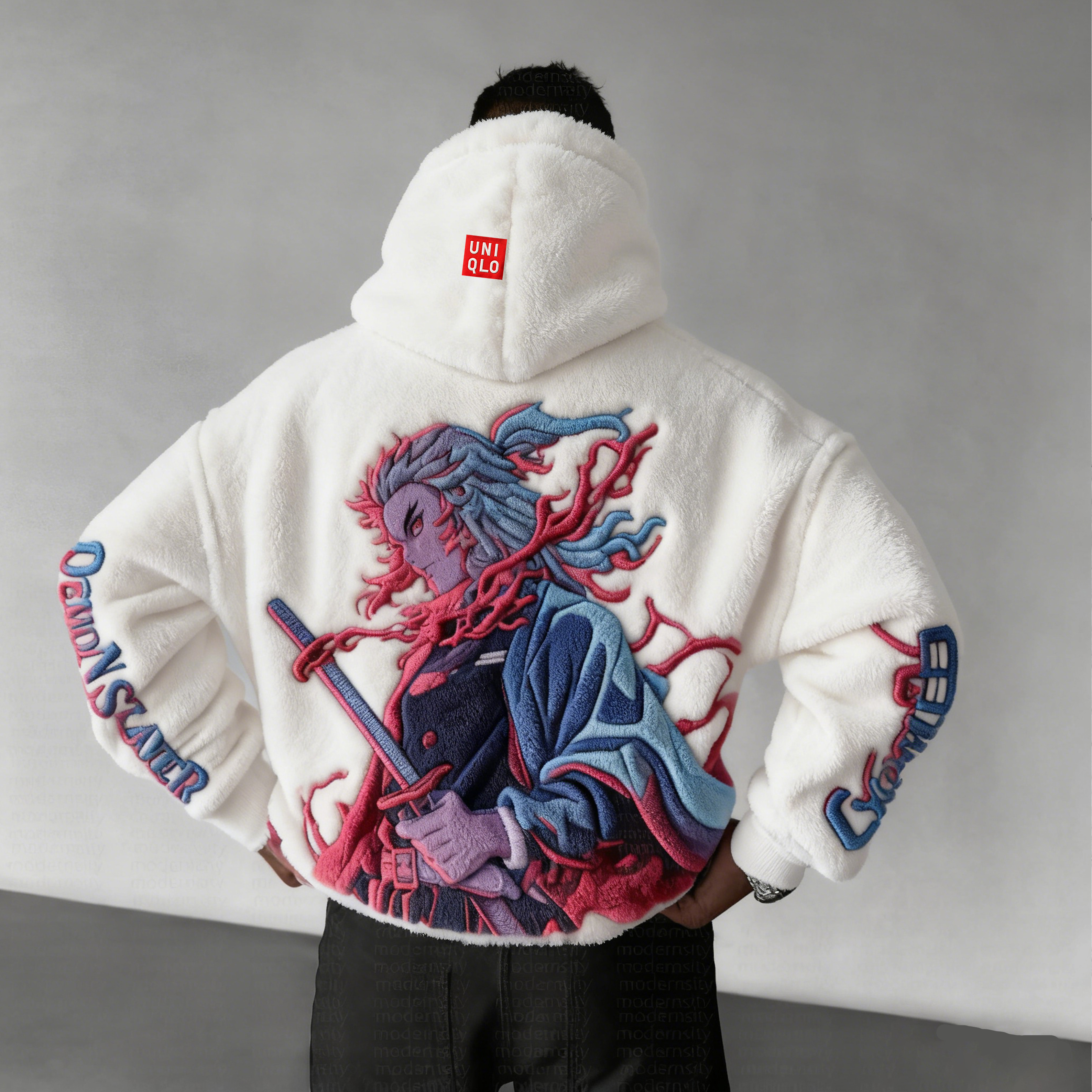 Demon Slayer Color Blocked Plush Hoodie