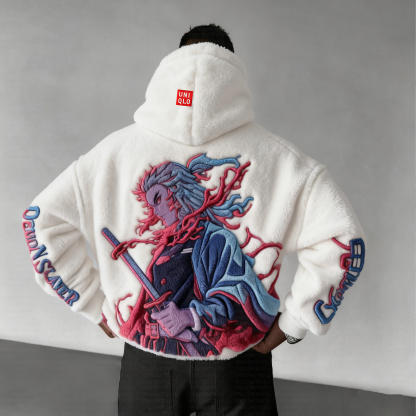 Demon Slayer Color Blocked Plush Hoodie