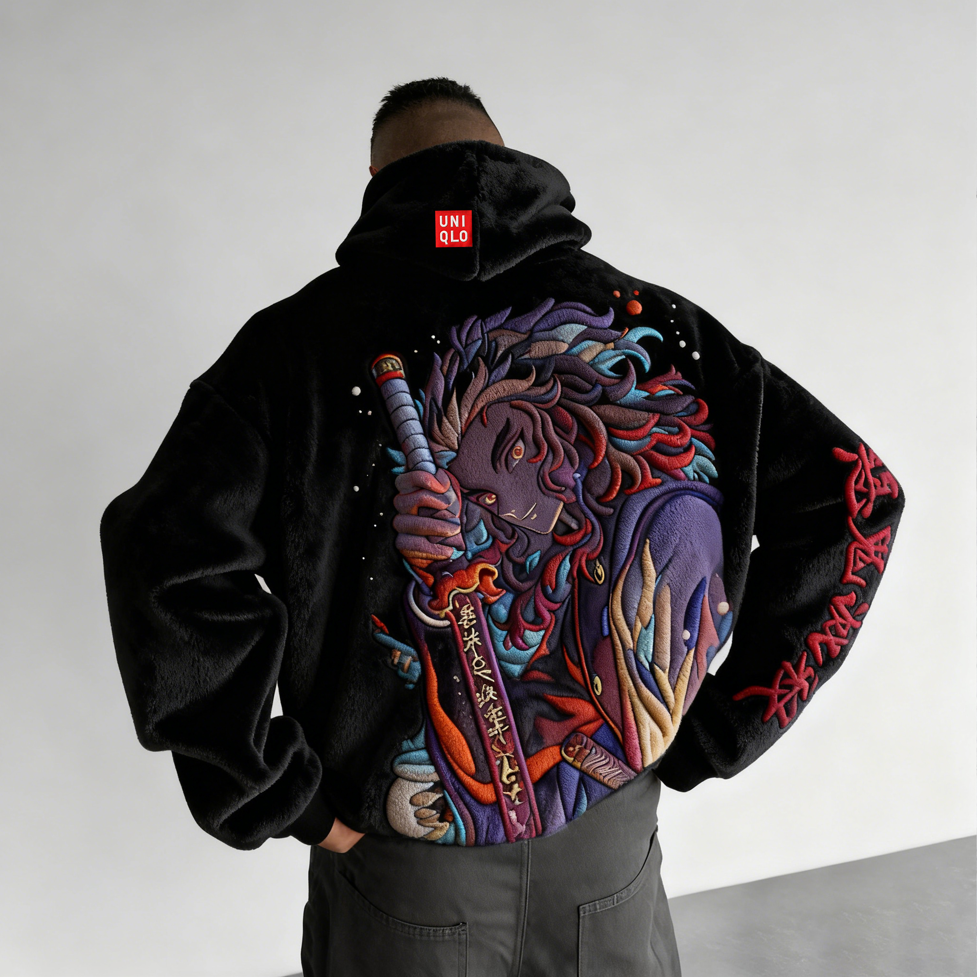 Demon Slayer Color Blocked Plush Hoodie