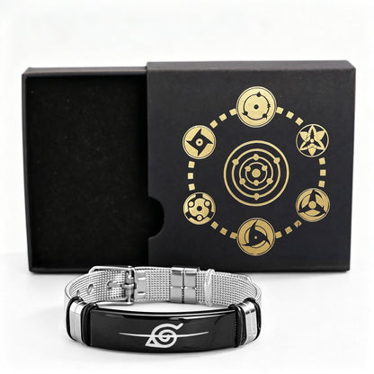 Naruto Sasuke Uchiha Sharingan Jewelry Set, Anime Bracelet & Ring Gift Box