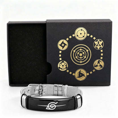 Naruto Sasuke Uchiha Sharingan Jewelry Set, Anime Bracelet & Ring Gift Box