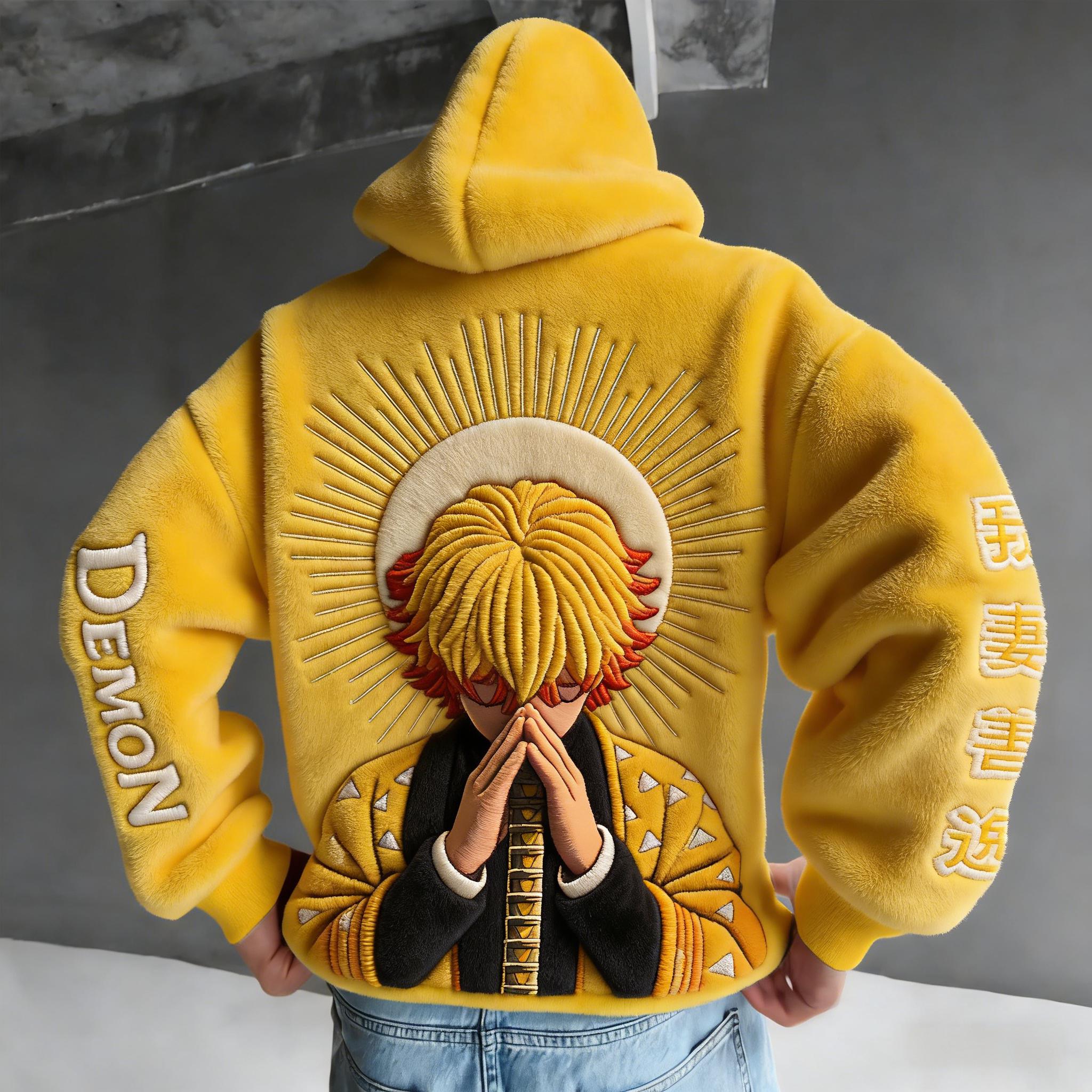Demon Slayer Color-blocked Plush Hoodie