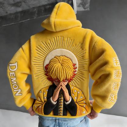 Demon Slayer Color-blocked Plush Hoodie