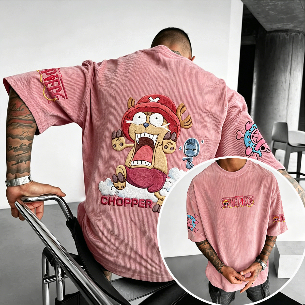 One Piece Anime Vintage Waffle Knit T-Shirt