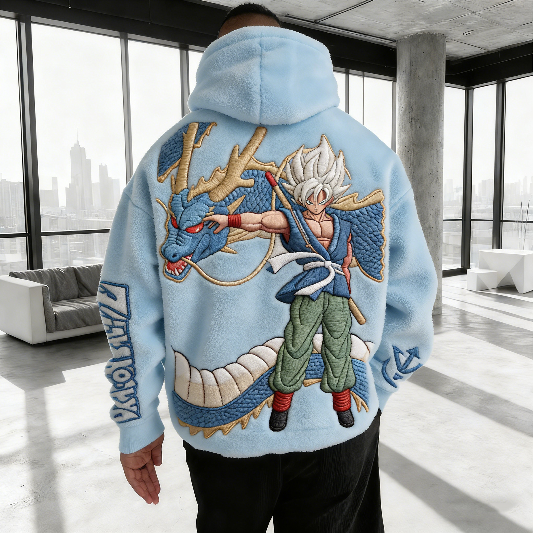 Dragon Ball Color-blocked Plush Hoodie