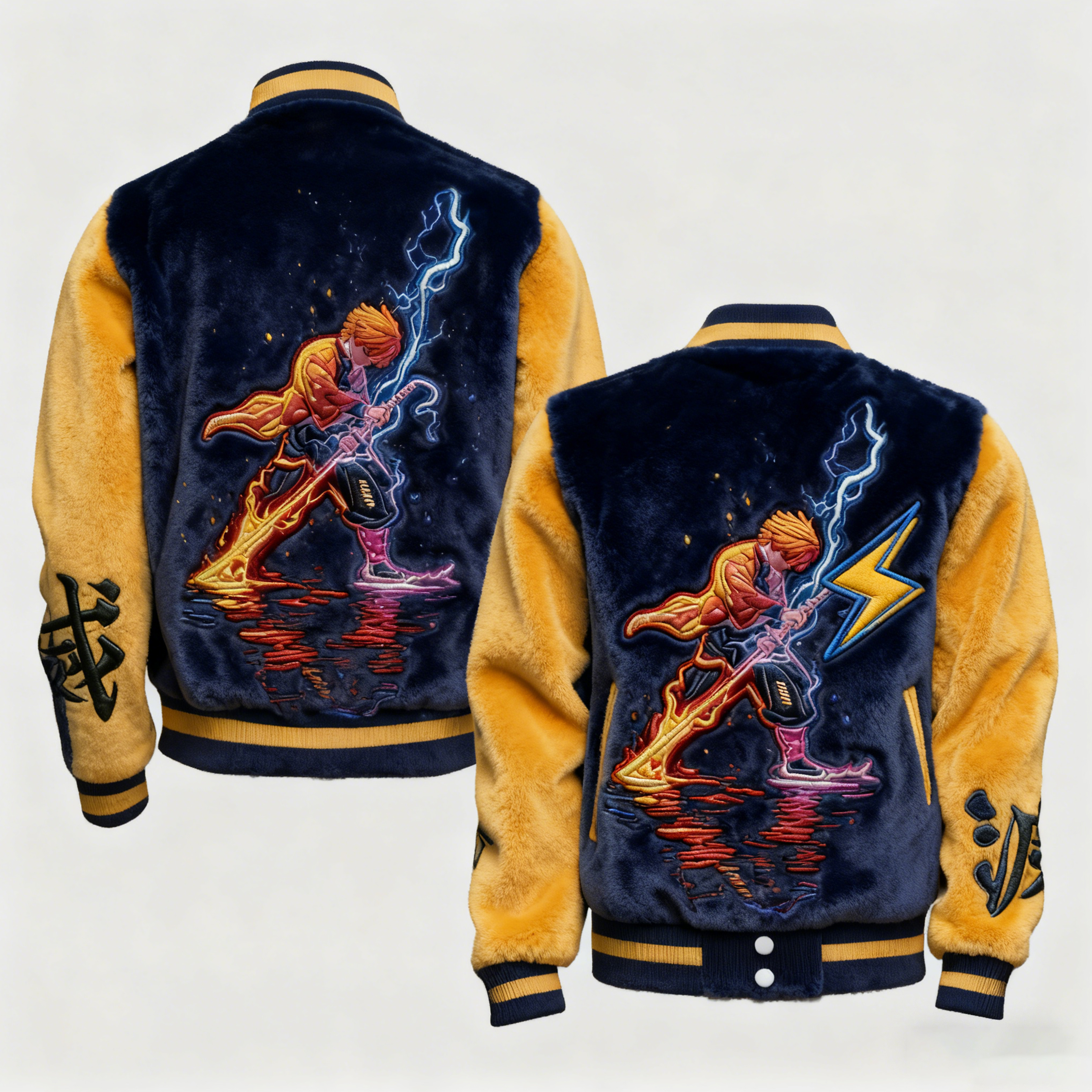 Demon Slayer Color-blocked Plush Hoodie