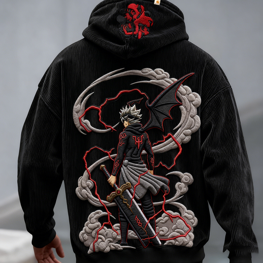 Black Clover Color Blocked corduroy Hoodie
