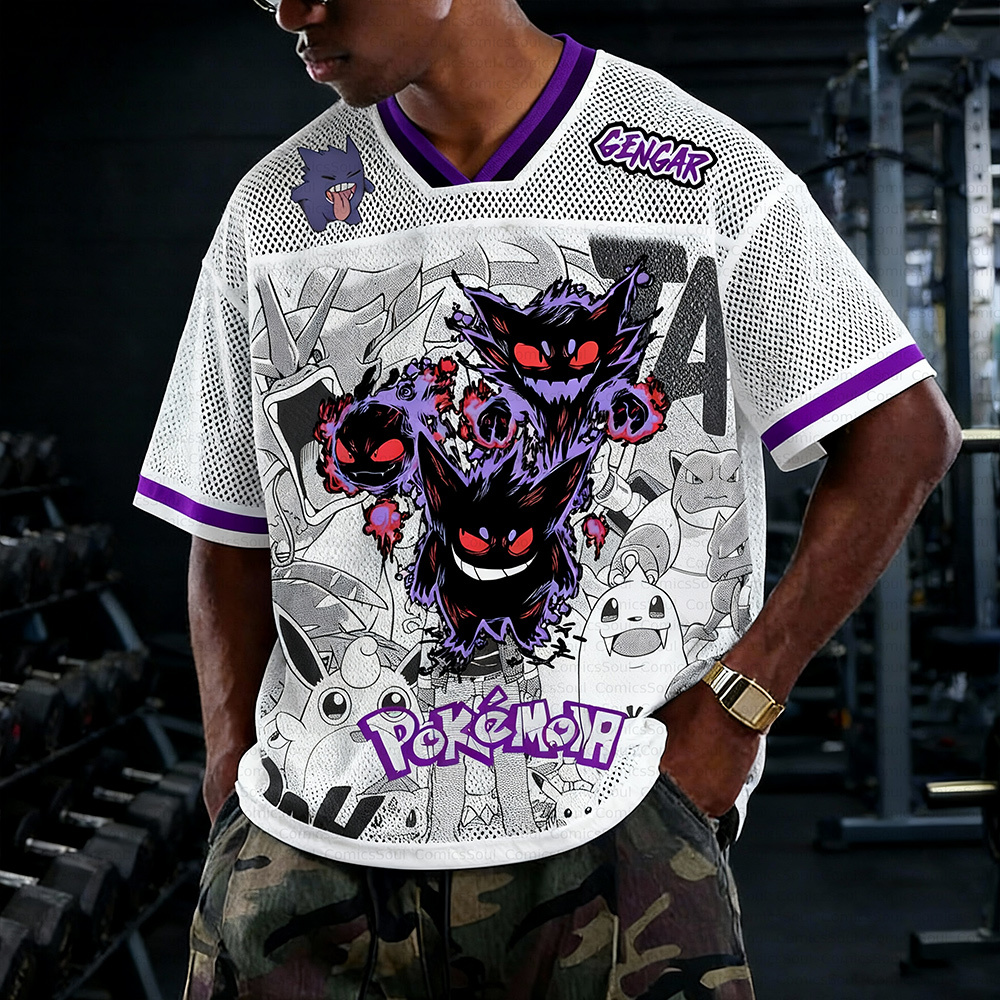 Unisex Anime Retro Mesh Sports Jersey T-Shirt