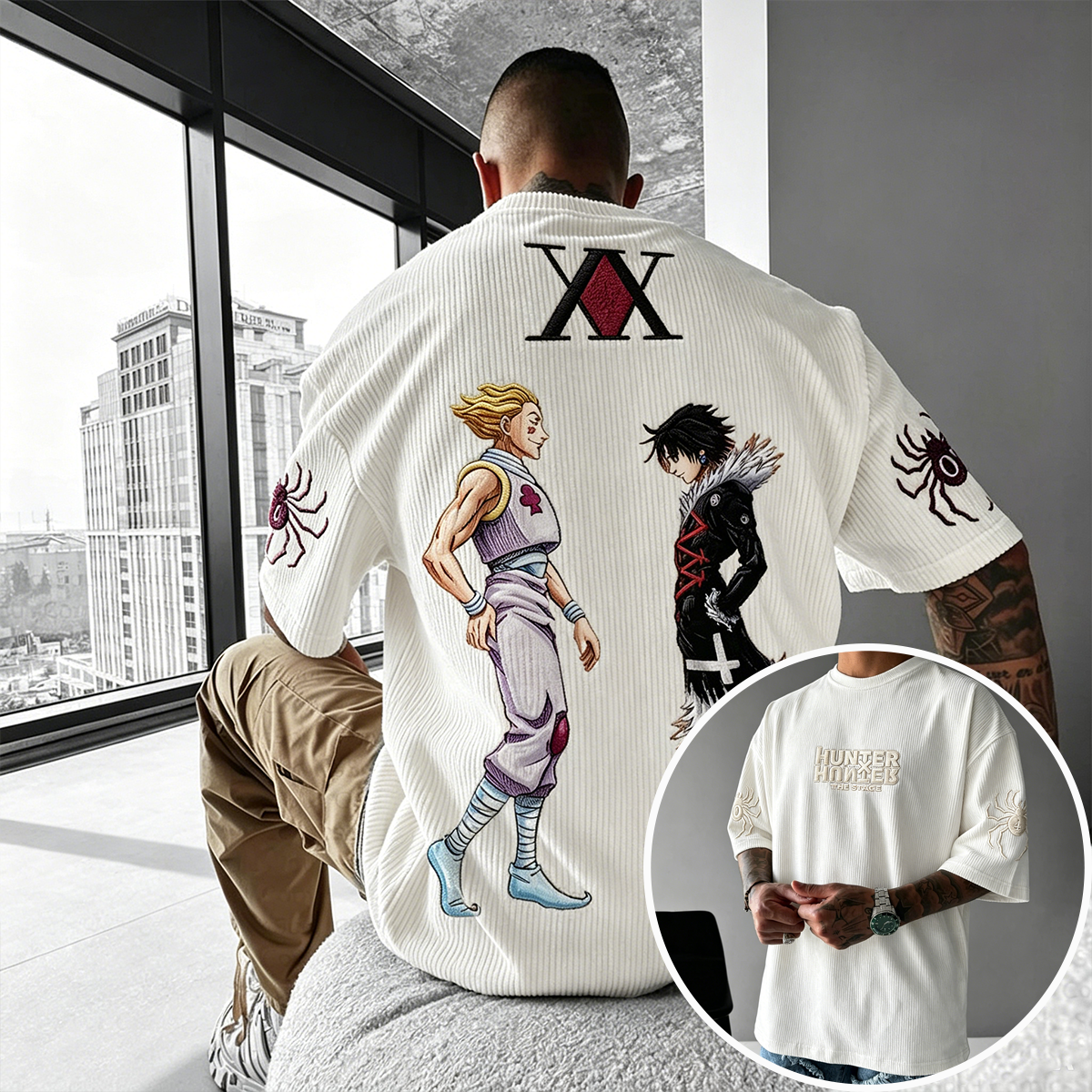 Hunter × Hunter Anime-Inspired Vintage Waffle Knit T-Shirt